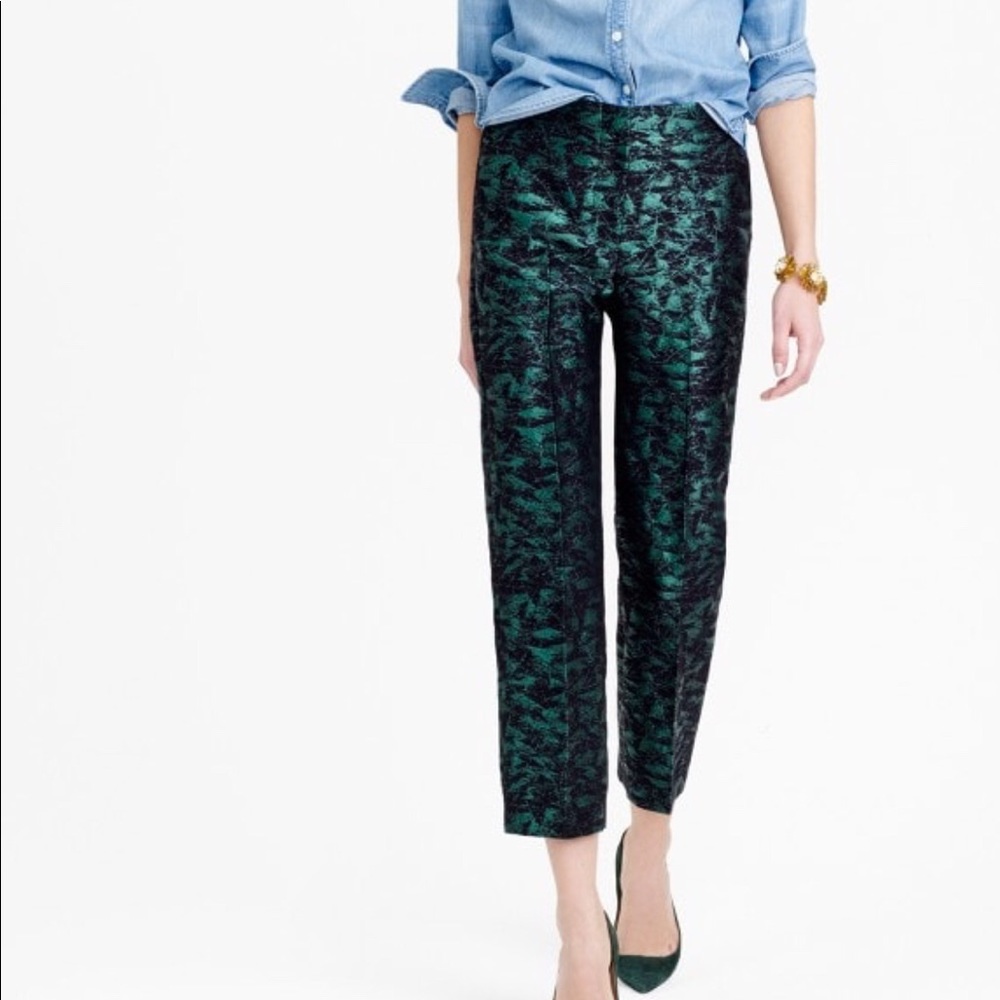 ❤️SOLD❤️ J. Crew Patio Pants in Evergreen Jacquard - Picture 3 of 6